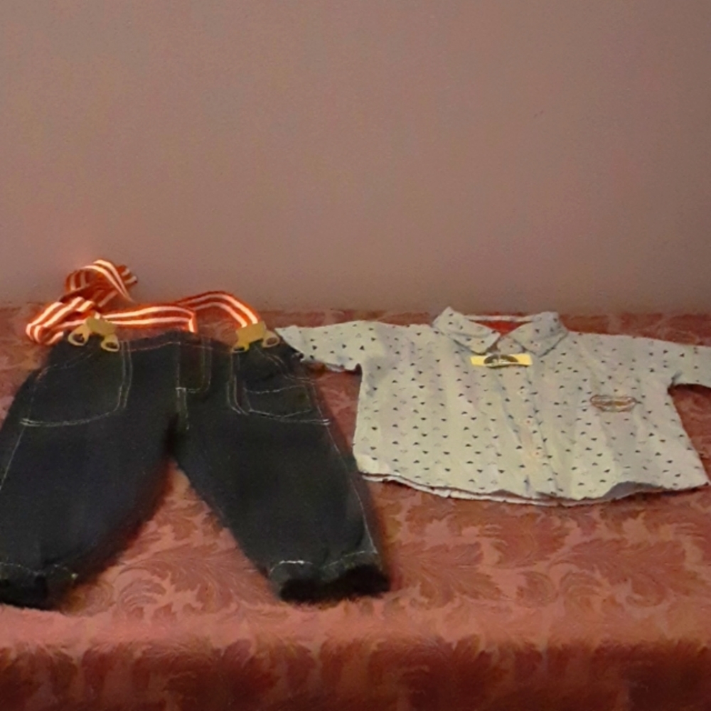 Toddler's Overall Blue Jeans with Shirt to match